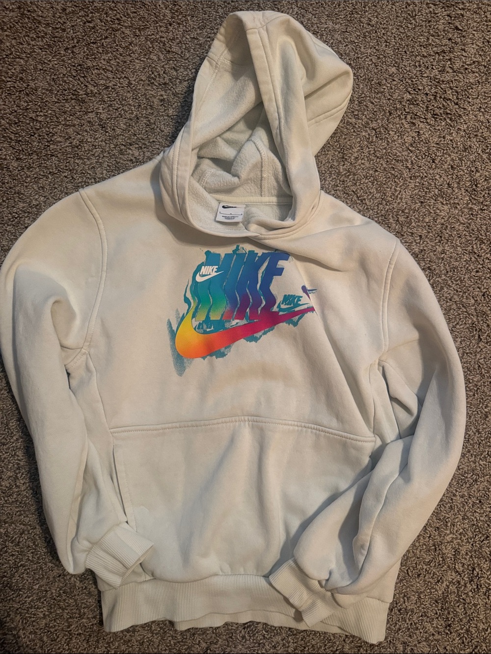 Nike  Cream  Hoodie with Multicolor Swoosh